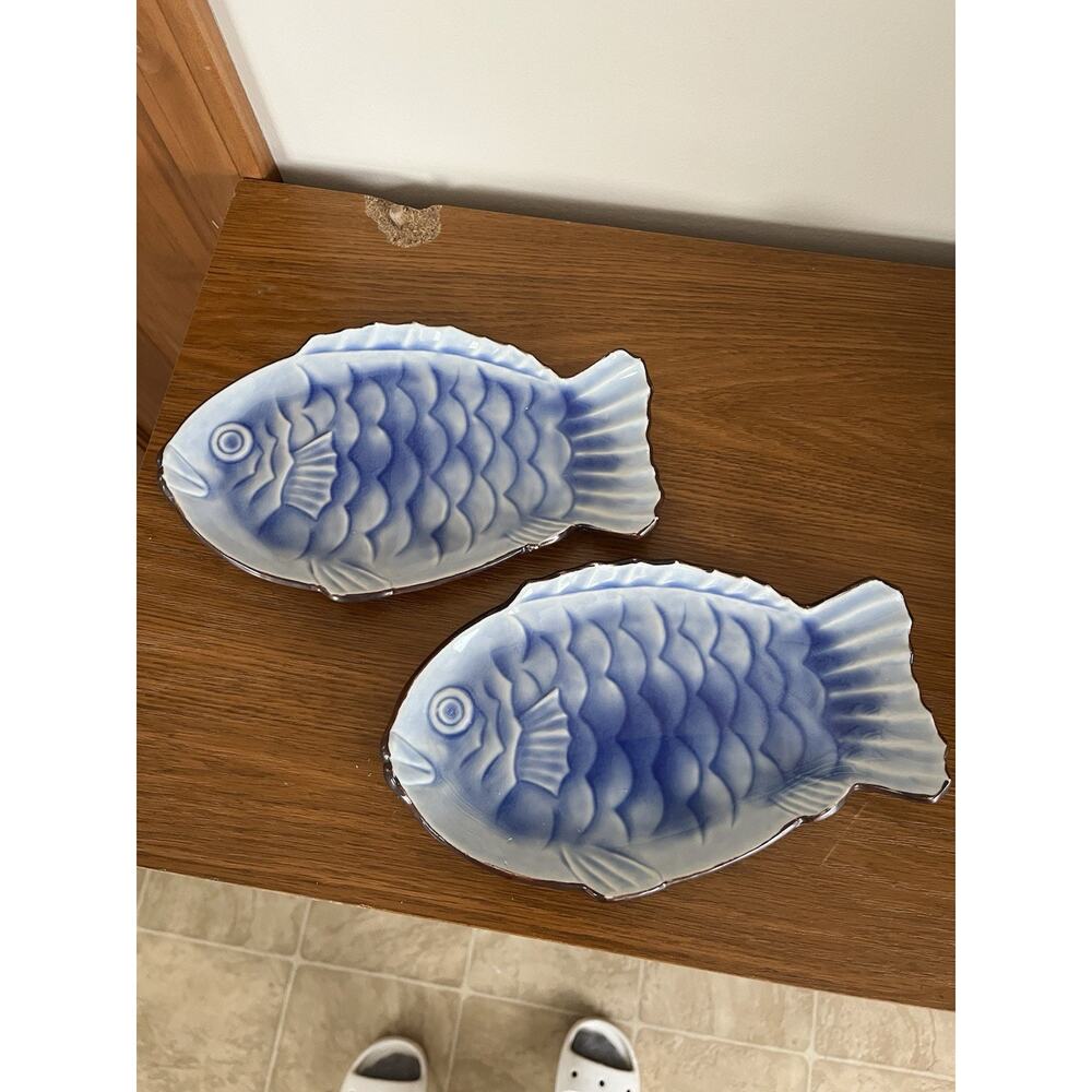 Ceramic Fish Plates Set Of 2